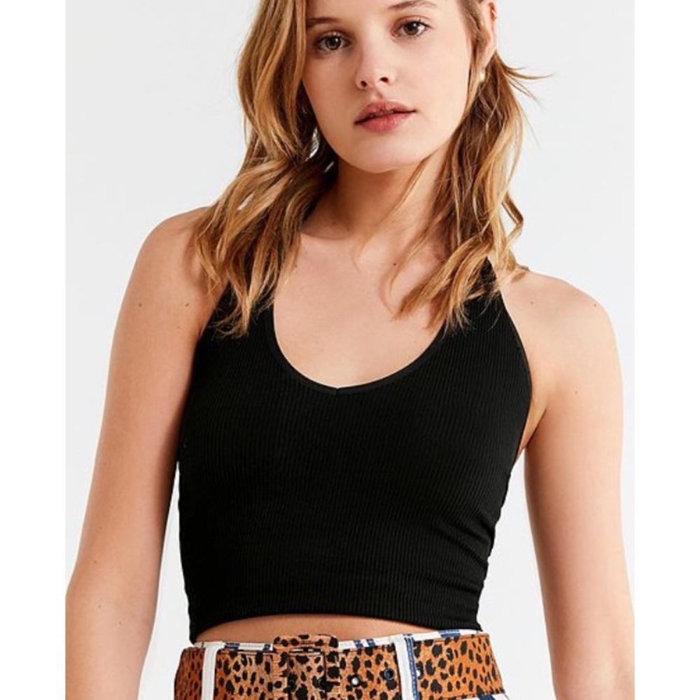 Black scoop neck halter top